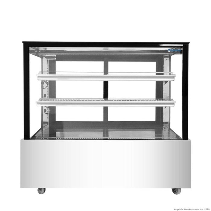 Bonvue Black Trim Square Glass Cake Display 2 Shelves 1200x700x1100  - Cake Display Fridges (ssu120-2xb)