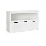 Costway Wooden Kids Toy Box Chest Children Storage Cabinet Toy Organiser Display Shelf w/3-Drawer & Built-in wheels