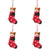 4PK Urban Christmas Cats in Stocking Hanging Decoration 13cm Red Assorted