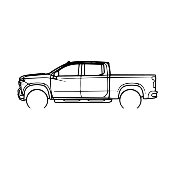 Ignite Laser Chevrolet 2020 Silverado Trail Boss Silhouette Metal Wall Art Coated Black 15.7inch/40cm