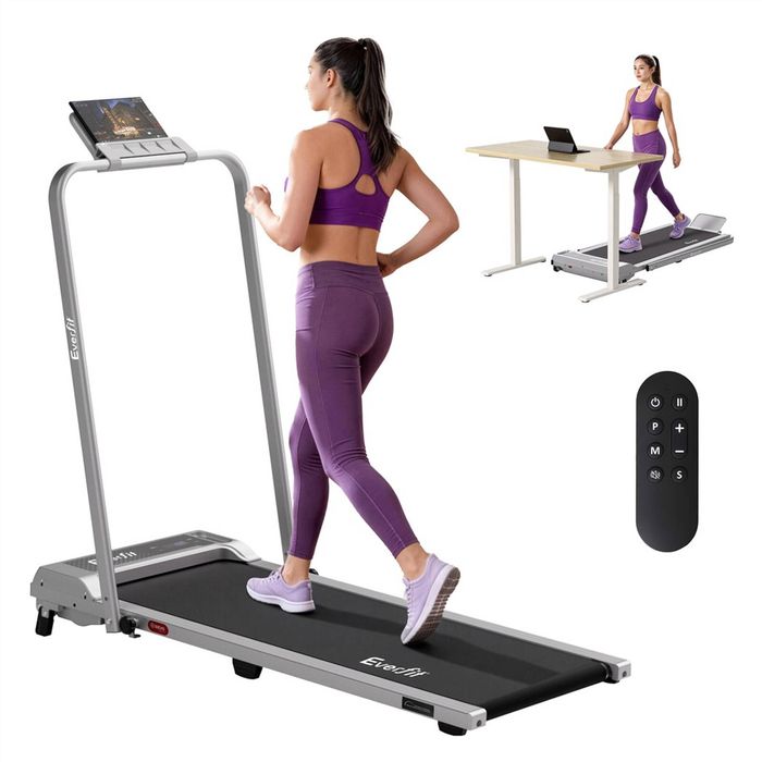 Everfit 3 in 1 Walking Pad Treadmill 12% Incline Foldable Under Desk Treadmills 40cm Belt Silver