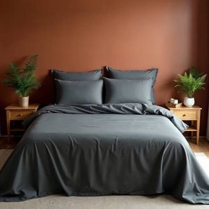 Royal Comfort Bamboo Blended Sheet & Pillowcase Set 1000tc Ultra Soft Charcoal King