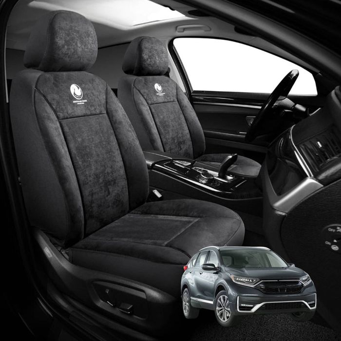 Australian Goose Edition Front Seat Covers for Honda CR-V 2017 - 2022 (RW) - Suede, Universal Fit - Black