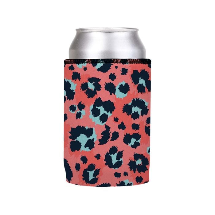 Stubbyz Coral Leopard Print Stubby Cooler Standard