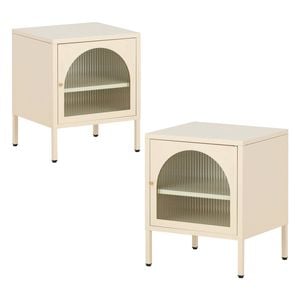 Familand Steel End Side Table Set of 2 Bedside Tables Free standing in Cream