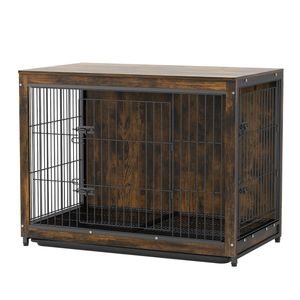 BingoPaw 97.5x59x75.7cm Dog Kennel Heavy-duty Dog Cage Crate Brown