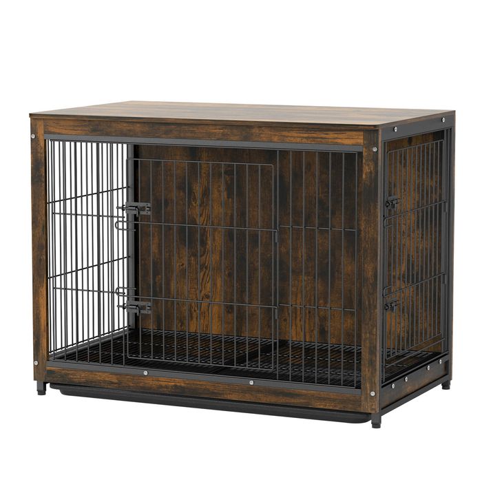 BingoPaw 97.5x59x75.7cm Dog Kennel Heavy-duty Dog Cage Crate Brown