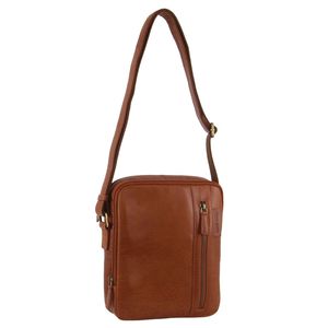 Pierre Cardin Rustic Leather Busines Cross Body Bag for iPad Tablet - Tan - Tan | Medium | Leather