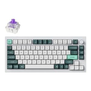 Keychron Q1 He Qmk Fully Assembled Knob Wireless Custom Shell White Keyboard - Gateron Double-rail Nebula Switch [kbkcq1hp1]