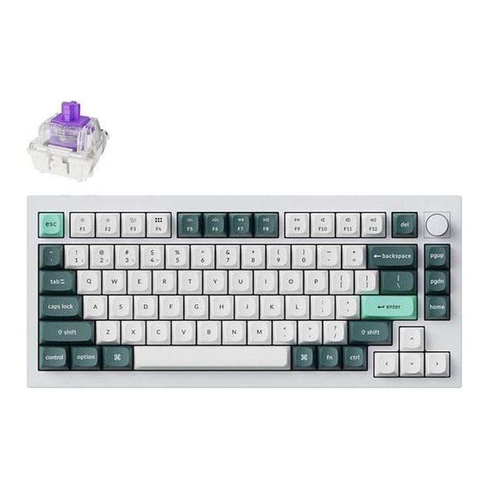 Keychron Q1 He Qmk Fully Assembled Knob Wireless Custom Shell White Keyboard - Gateron Double-rail Nebula Switch [kbkcq1hp1]