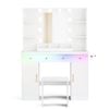 Ufuriture Makeup Vanity Desk with Mirror and Lights, White Dressing Table Set with Power Outlet & Color-Changing LED
