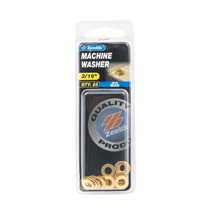 Zenith 3/16" Solid Brass Machine Washer - 25 Pack