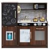 Costway Kids Kitchen Playset Pretend Cooking Toy W/blackboard Gift Brown