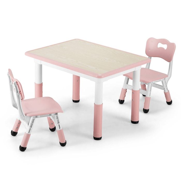 Playpals kids table chairs set height adjustable graffiti desk 80x60cm pink