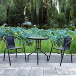 Marquee Black 3 Piece Wicker Bistro Set