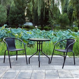 Marquee Black 3 Piece Wicker Bistro Set