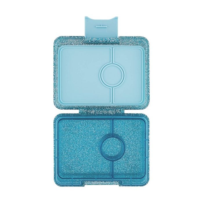 Yumbox Kids Snack Box 3 Compartment Leakproof Lunchbox Glitter Twinkle Aqua