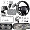 Catzon 27pcs Bling Car Accessories Set Universal Fit 15in Steering Wheel Covers-white