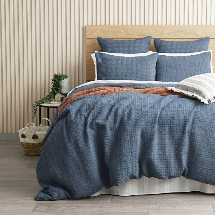 Cloud Linen Celeste Seersucker Cotton Waffle Quilt Cover Set Ink Double