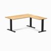 Desky Fixed Height Hardwood L-Shape Office Desk Matte Black Frame 150x155cm