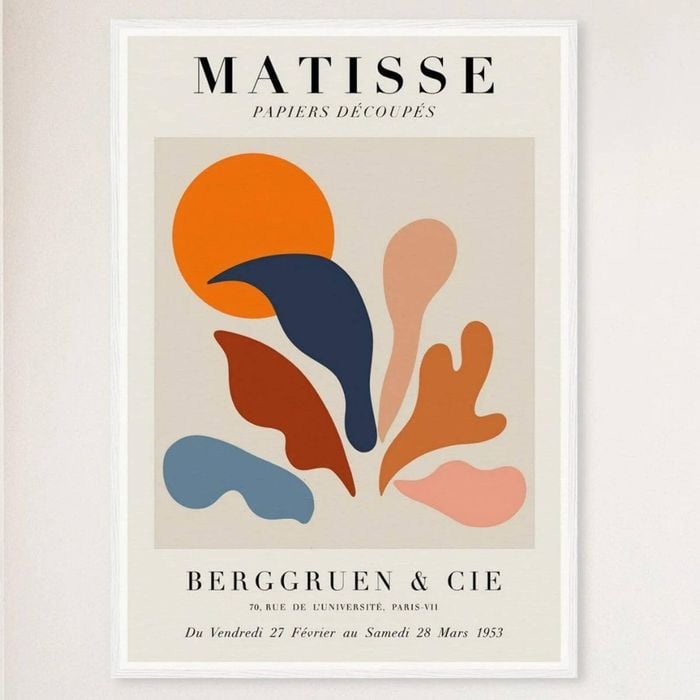 Galrie Coral Over Sun Print by Henri Matisse - Modern Art Decor for Your Home, White Frame, 70 x 100cm (28 x 40inch)