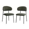 Oikiture 2x Dining Chairs Kitchen Lounge Seat Linen Fabric Accent Chair Green