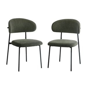 Oikiture 2x Dining Chairs Kitchen Lounge Seat Linen Fabric Accent Chair Green