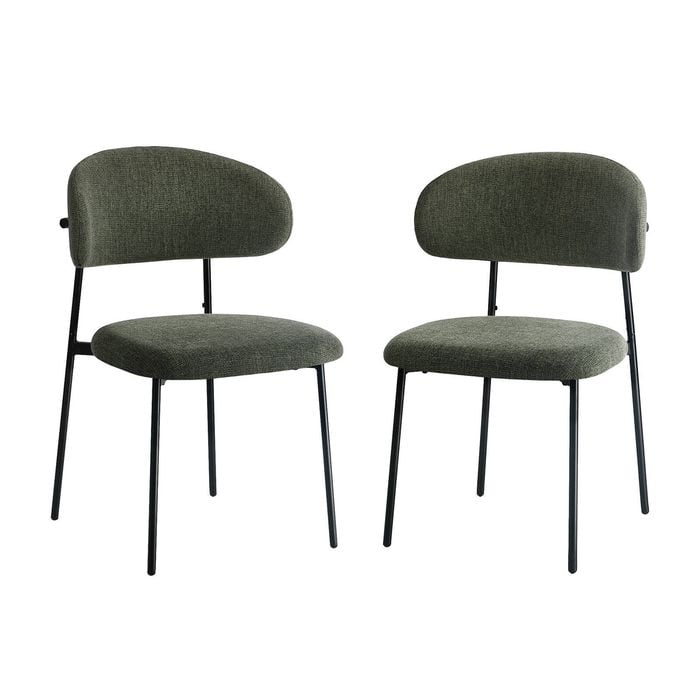 Oikiture 2x Dining Chairs Kitchen Lounge Seat Linen Fabric Accent Chair Green