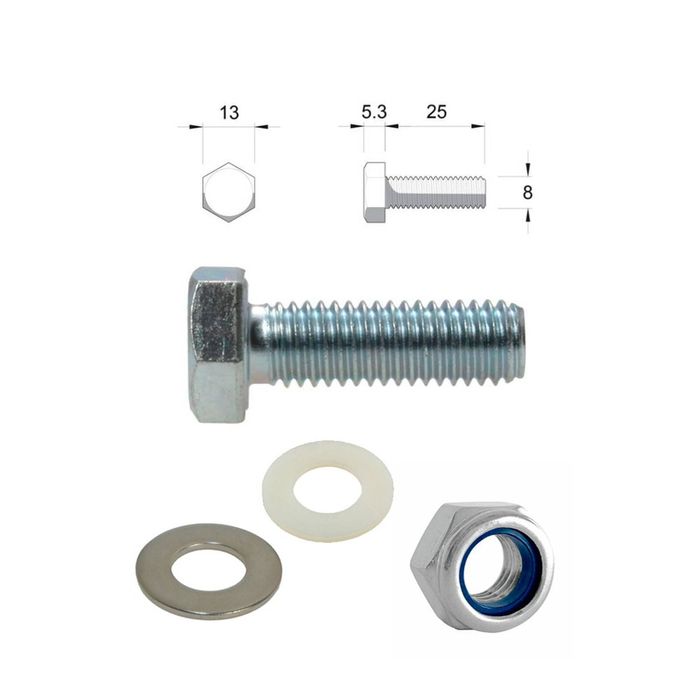 2x OZ8 Awning Set - M8 25mm hex head bolt, nut and washers