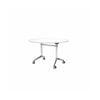 Olg Meeting Room Bundle: Modulus 1200mm Round Flip Table White + 4 Ripple Stackable Chairs Cloud Grey