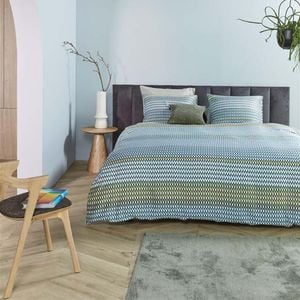 Bedding House Queen Blue Rhythm Blue Green Sateen Cotton Quilt Cover Set