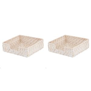 2PK Ladelle Whitehaven Woven Square Porcelain Napkin Holder