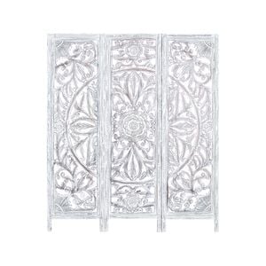 Diego 3 Panel Room Divider Screen Privacy Shoji Timber Wood Stand - White