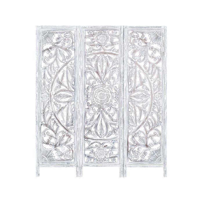 Diego 3 Panel Room Divider Screen Privacy Shoji Timber Wood Stand - White