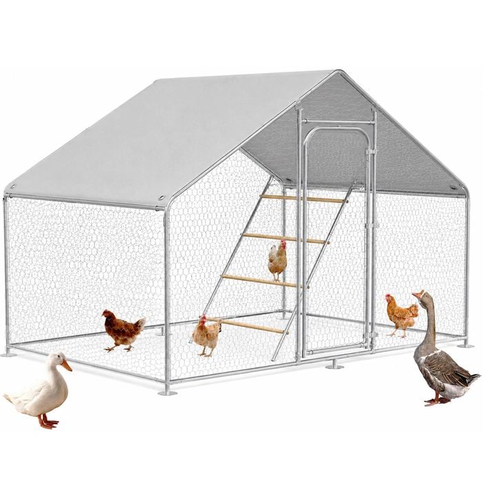 Advwin Large Metal Chicken Coop + Chicken Roosting Perch
