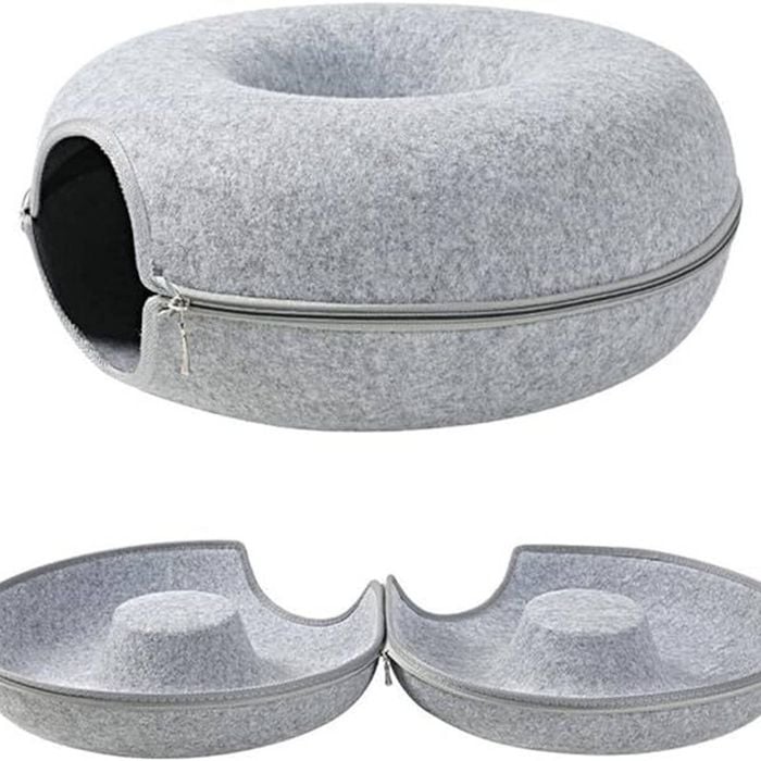 Provecta Large Felt Cat Tunnel Bed Grey - Grey