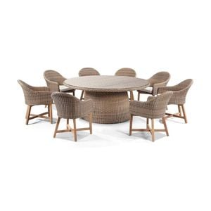 Plantation 8 With Coastal Outdoor Wicker Dining Chairs