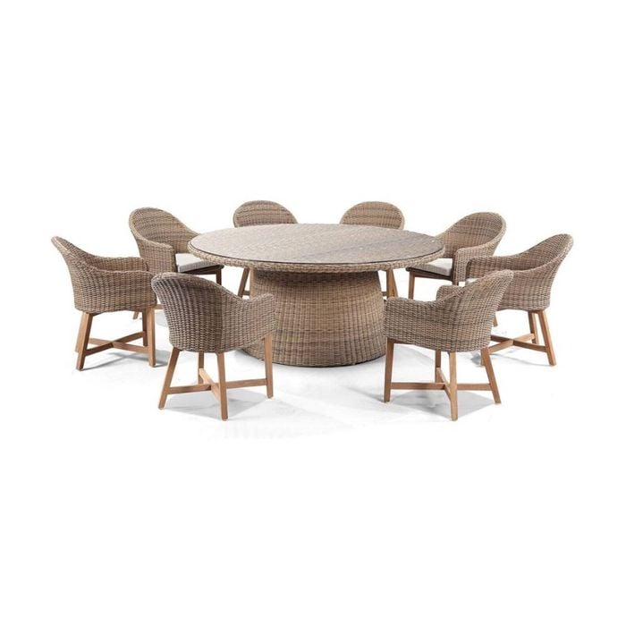 Plantation 8 With Coastal Outdoor Wicker Dining Chairs