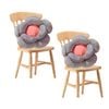 Soga 2x Grey Double Flower Cushion Soft Floor Plush Pillow Home Decor