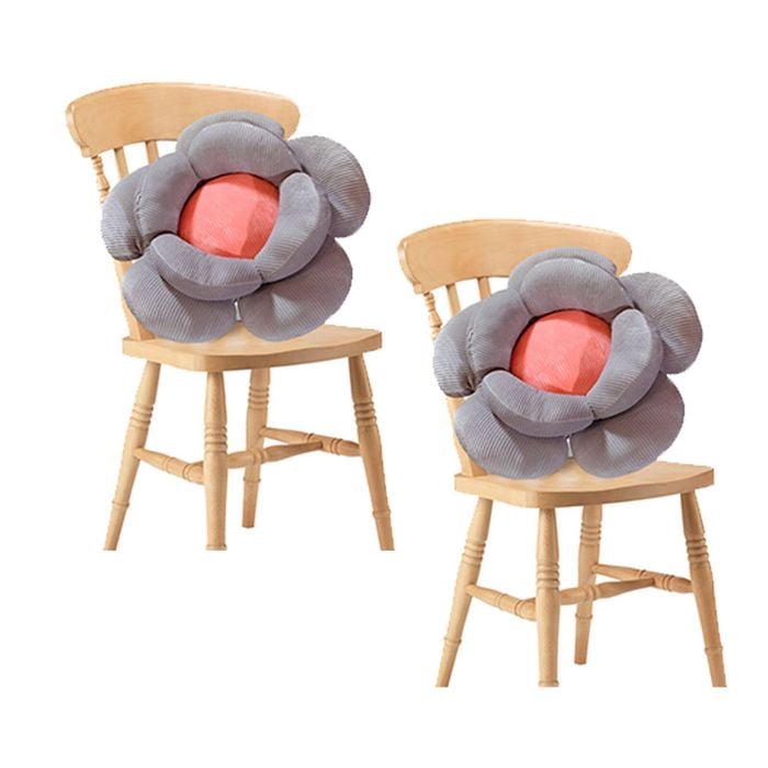 Soga 2x Grey Double Flower Cushion Soft Floor Plush Pillow Home Decor