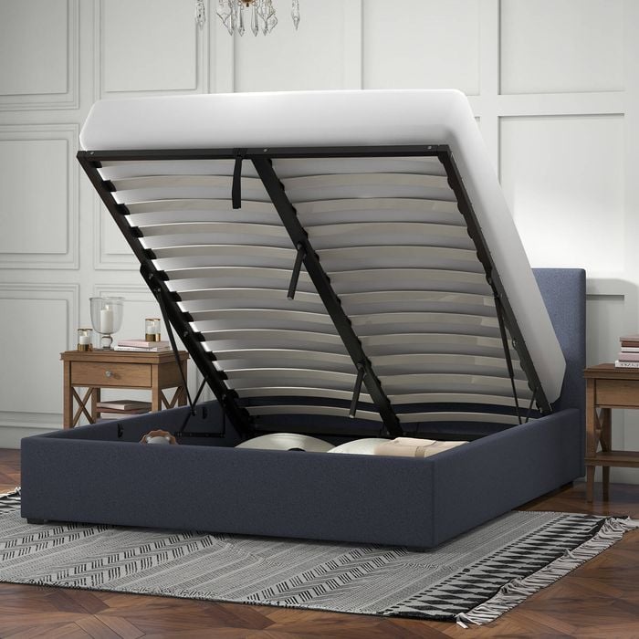 Milano Luxury Gas Lift Bed Frame with Storage Charcoal King