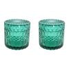 2PK LVD Glass Trinket Box Storage Decor Round Vers Small 9cm - Azure