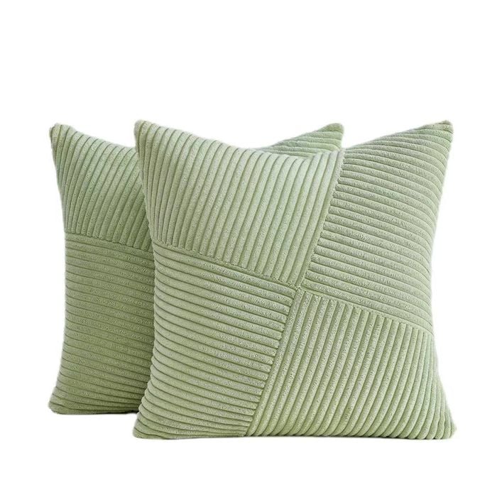 Gioia Casa Corduroy Cushion Covers - Soft Velvet with Windmill Pattern & Hidden Zipper - Sage, 45cm x 45cm (Twin Pack)