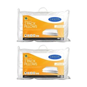 2x 2pc Jason Dream Night Pillow Medium Profile For Back Sleepers 45x73 cm