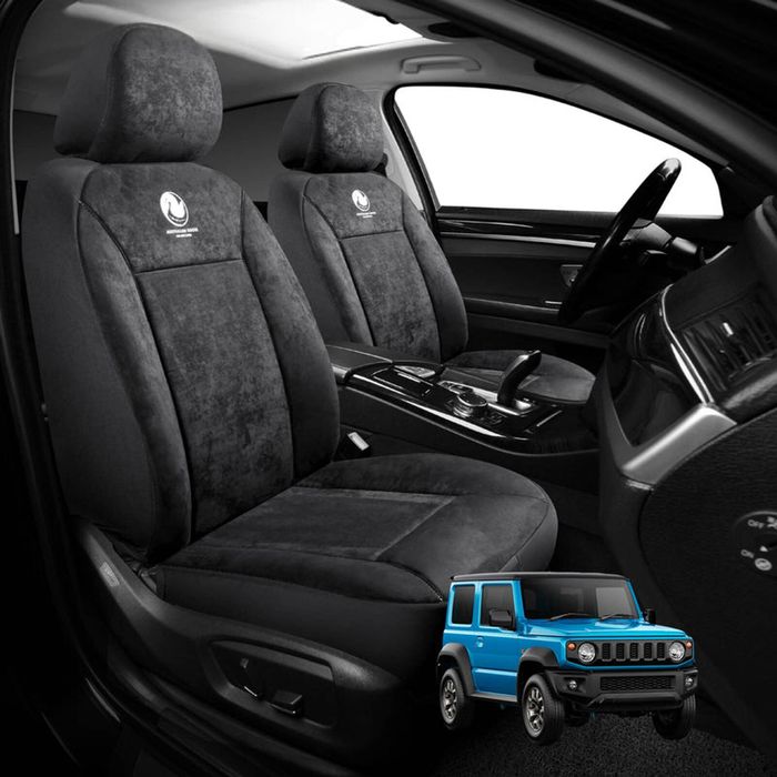 Australian Goose Edition Front Seat Covers for Suzuki Jimny 2018 - Current (Manual) - Suede, Universal Fit - Black