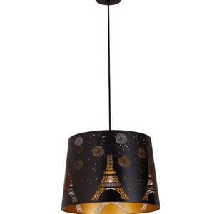 CLA Lighting Penshade Interior Slanted with Eiffel Tower Pattern Laser Cut Pendant Light Black