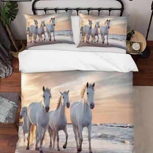 3D White Horse Quilt Cover Set Bedding Set Pillowcases SF01