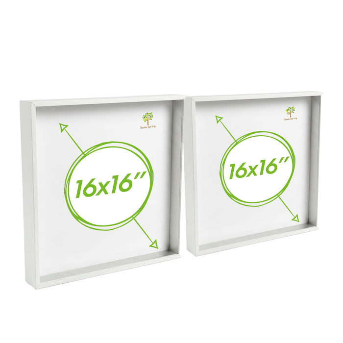 Nicola Spring Acrylic 3d Deep Box Photo Frames - 16" X 16"  - White - Pack Of 2