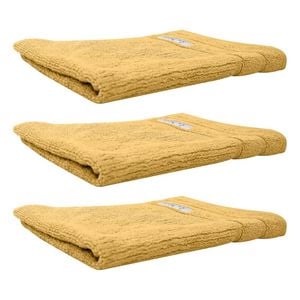 3x Bas Phillips Cairo Ribbed Collection Cotton Hand Towel 60x40cm Sunshine