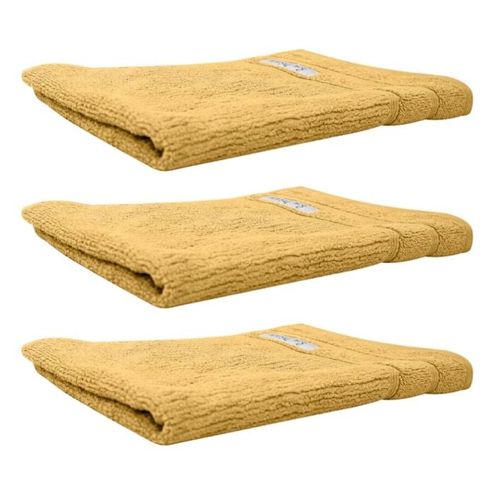 3x Bas Phillips Cairo Ribbed Collection Cotton Hand Towel 60x40cm Sunshine